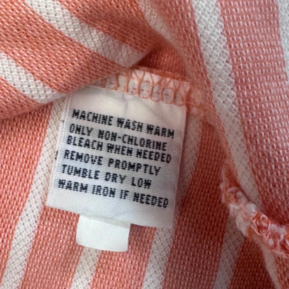 Polo Ralph Lauren Mens Large Pink White Striped Short Sleeve Pique Polo Shirt